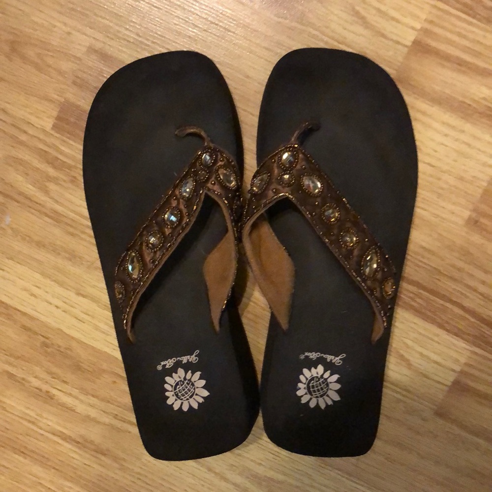 Brown bling sandals
